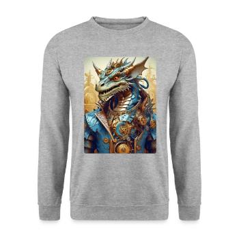 Steampunk Dragon 1.15 - Unisex Sweatshirt - salt & pepper - Front - Alina (178cm) & Michal (187cm)