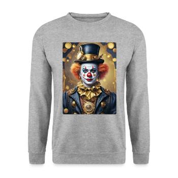 Steampunk Clown 1.18 - Unisex Pullover - Weißgrau meliert - Vorne - Alina (178cm) & Michal (187cm)