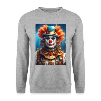 Steampunk Clown 1.14 - Unisex Pullover - Weißgrau meliert - Vorne - Alina (178cm) & Michal (187cm)