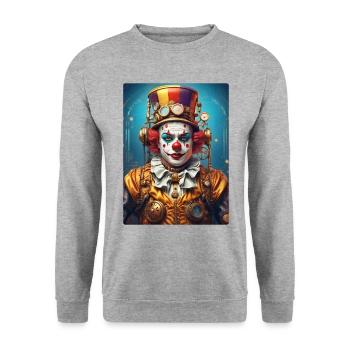 Steampunk Clown 1.3 - Unisex Pullover - Weißgrau meliert - Vorne - Alina (178cm) & Michal (187cm)