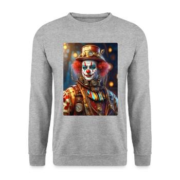 Steampunk Clown 1.9 - Unisex Pullover - Weißgrau meliert - Vorne - Alina (178cm) & Michal (187cm)