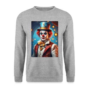 Steampunk Clown 1.17 - Unisex Pullover - Weißgrau meliert - Vorne - Alina (178cm) & Michal (187cm)