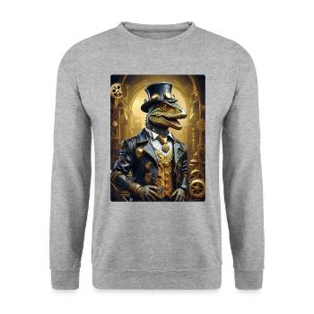 Steampunk Dino 1.7 - Unisex Sweatshirt - salt & pepper - Front - Alina (178cm) & Michal (187cm)