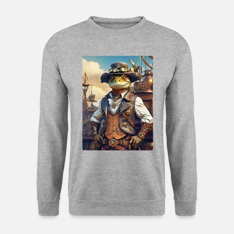 Steampunk Dino 1.10 - Unisex Pullover - Weißgrau meliert
