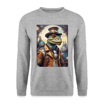 Steampunk Dino 1.16 - Unisex Sweatshirt - salt & pepper - Front - Alina (178cm) & Michal (187cm)