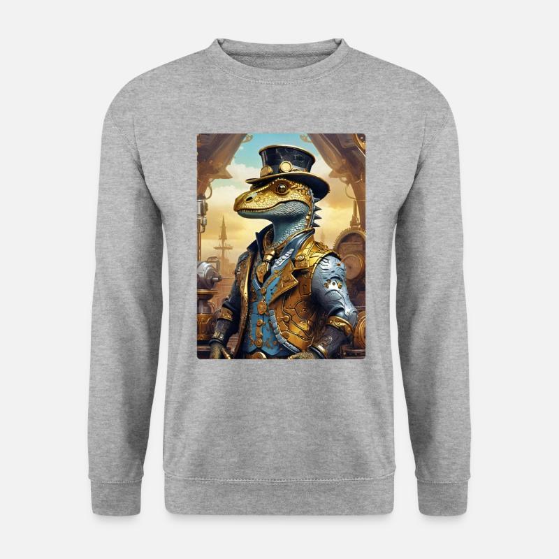 Steampunk Dino 1.22 - Unisex Pullover - Weißgrau meliert