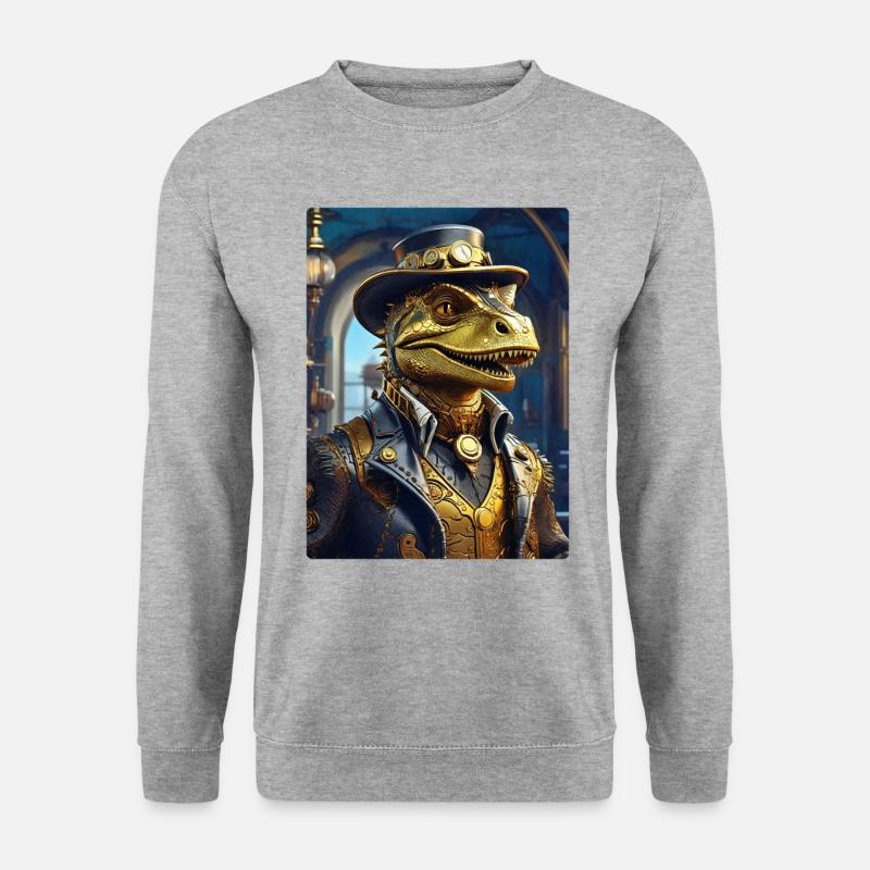 Steampunk Dino 1.19 - Unisex Pullover - Weißgrau meliert