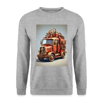 Steampunk Fire Truck 1.7 - Unisex Pullover - Weißgrau meliert - Vorne - Alina (178cm) & Michal (187cm)