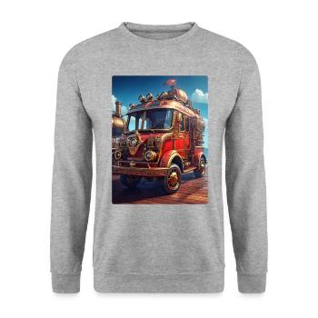 Steampunk Fire Truck 1.20 - Unisex Pullover - Weißgrau meliert - Vorne - Alina (178cm) & Michal (187cm)