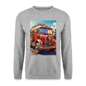 Steampunk Fire Truck 1.23 - Unisex Pullover - Weißgrau meliert - Vorne - Alina (178cm) & Michal (187cm)