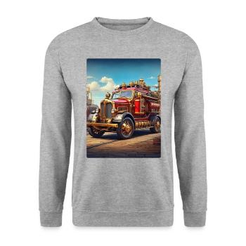 Steampunk Fire Truck 1.24 - Unisex Pullover - Weißgrau meliert - Vorne - Alina (178cm) & Michal (187cm)