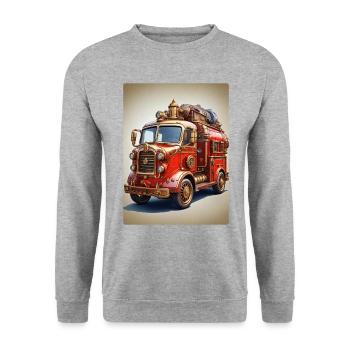 Steampunk Fire Truck 1.17 - Unisex Pullover - Weißgrau meliert - Vorne - Alina (178cm) & Michal (187cm)