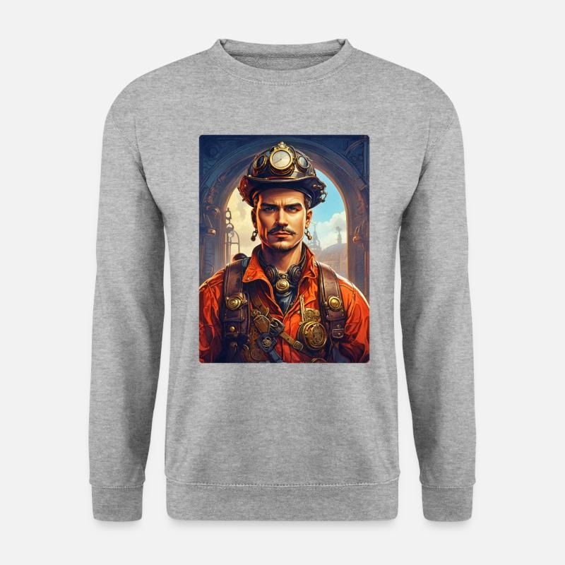 Steampunk Firefighter Man 1.4 - Unisex Pullover - Weißgrau meliert