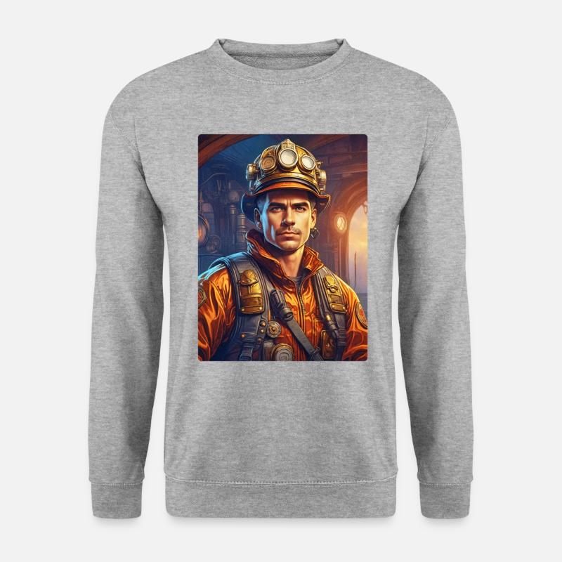 Steampunk Firefighter Man 1.6 - Unisex Sweatshirt - salt & pepper