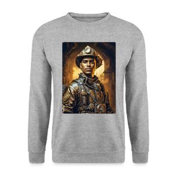 Steampunk Firefighter Man 1.8 - Unisex Sweatshirt - salt & pepper - Front - Alina (178cm) & Michal (187cm)