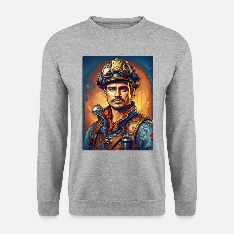 Steampunk Firefighter Man 1.33 - Unisex Sweatshirt - salt & pepper