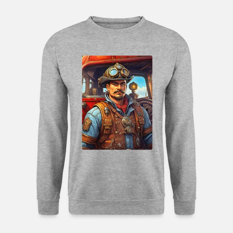Steampunk Firefighter Man 1.21 - Unisex Pullover - Weißgrau meliert