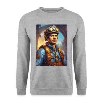 Steampunk Firefighter Man 1.17 - Unisex Sweatshirt - salt & pepper - Front - Alina (178cm) & Michal (187cm)