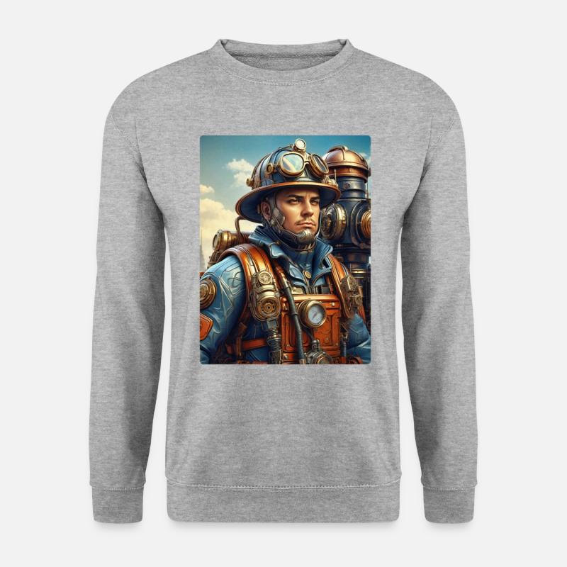 Steampunk Firefighter Man 1.35 - Unisex Sweatshirt - salt & pepper