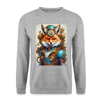 Steampunk Pompier Fox 1.8 - Sweat-shirt Unisexe - gris chiné - Devant - Alina (178cm) & Michal (187cm)