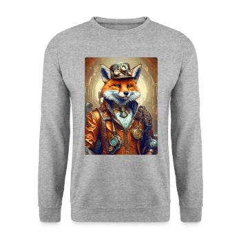 Steampunk Pompier Fox 1.9 - Sweat-shirt Unisexe - gris chiné - Devant - Alina (178cm) & Michal (187cm)