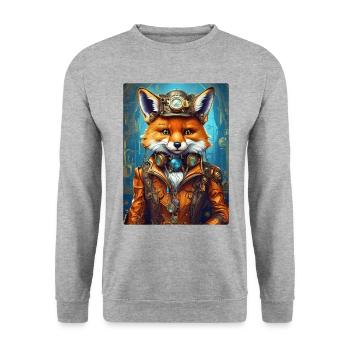 Steampunk Firefighter Fox 1.13 - Unisex Sweatshirt - salt & pepper - Front - Alina (178cm) & Michal (187cm)