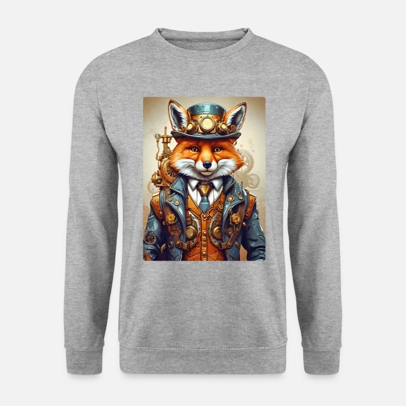 Steampunk Firefighter Fuchs 1.3 - Unisex Pullover - Weißgrau meliert