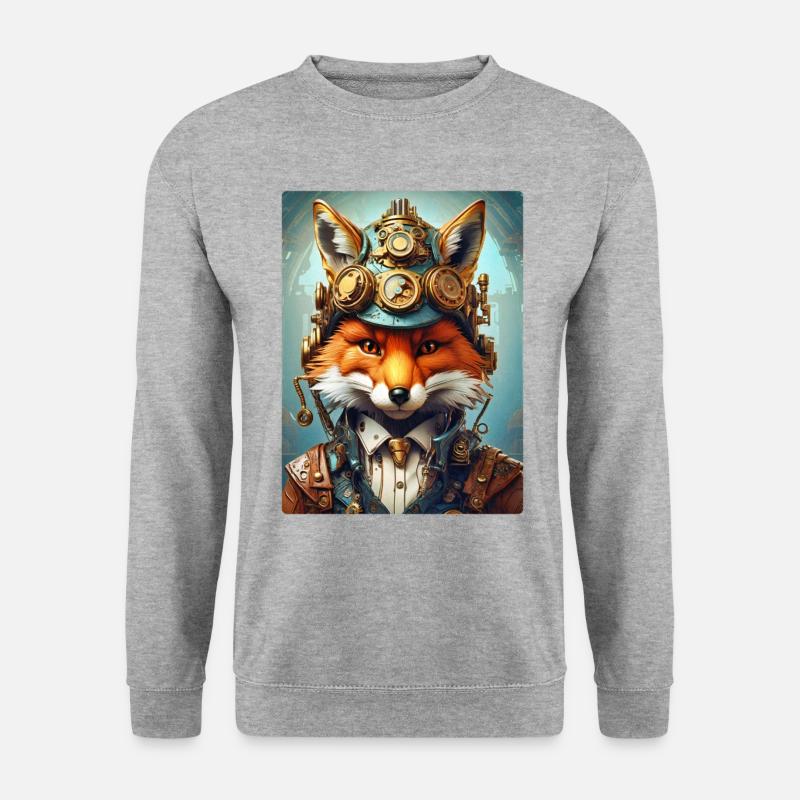 Steampunk Pompier Fox 1.4 - Sweat-shirt Unisexe - gris chiné