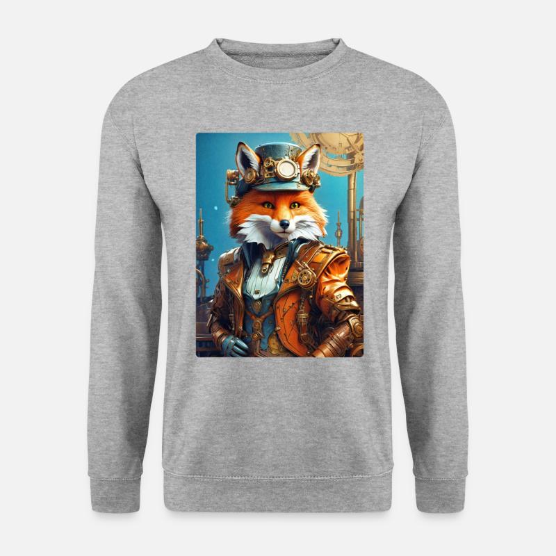 Steampunk Firefighter Fuchs 1.5 - Unisex Pullover - Weißgrau meliert