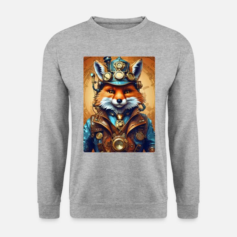 Steampunk Firefighter Fuchs 1.12 - Unisex Pullover - Weißgrau meliert