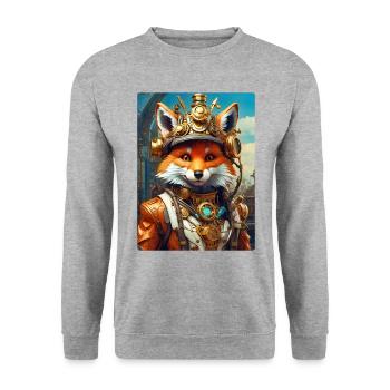 Steampunk Firefighter Fox 1.2 - Unisex Sweatshirt - salt & pepper - Front - Alina (178cm) & Michal (187cm)
