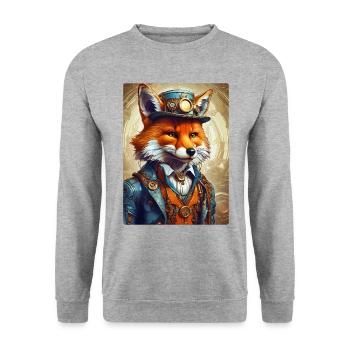 Steampunk Pompier Fox 1.11 - Sweat-shirt Unisexe - gris chiné - Devant - Alina (178cm) & Michal (187cm)