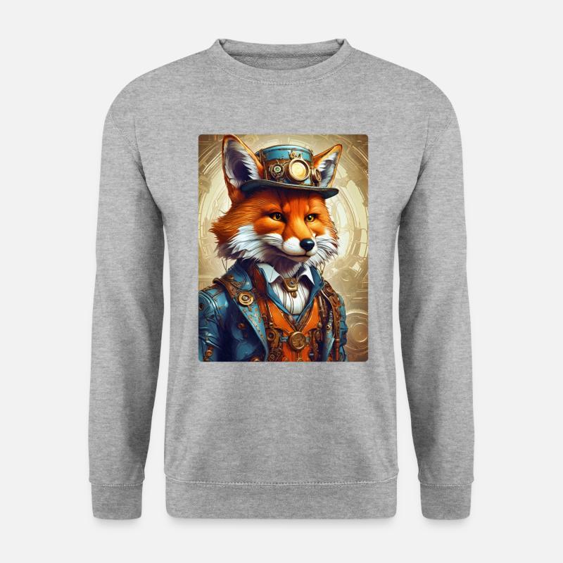 Steampunk Firefighter Fuchs 1.11 - Unisex Pullover - Weißgrau meliert