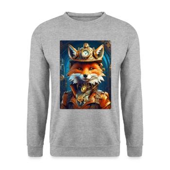 Steampunk Firefighter Fox 1.16 - Unisex Sweatshirt - salt & pepper - Front - Alina (178cm) & Michal (187cm)