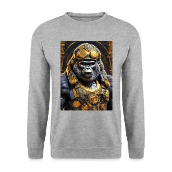 Gorille Steampunk 1.14 - Sweat-shirt Unisexe - gris chiné - Devant - Alina (178cm) & Michal (187cm)