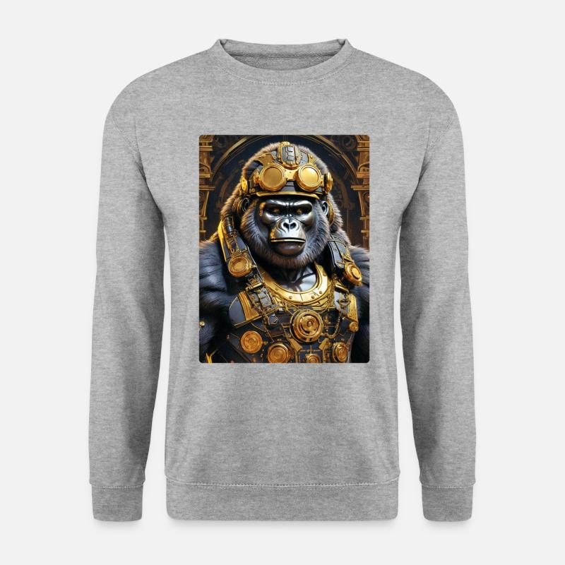 Steampunk Gorilla 1.14 - Unisex Pullover - Weißgrau meliert