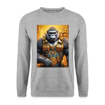 Gorille Steampunk 1.16 - Sweat-shirt Unisexe - gris chiné - Devant - Alina (178cm) & Michal (187cm)