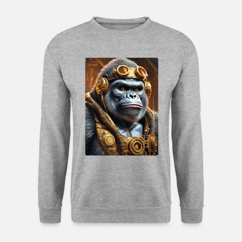 Steampunk Gorilla 1.9 - Unisex Pullover - Weißgrau meliert
