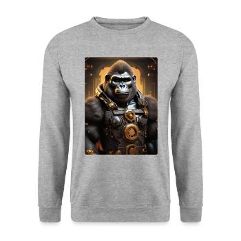 Gorille steampunk 1.10 - Sweat-shirt Unisexe - gris chiné - Devant - Alina (178cm) & Michal (187cm)