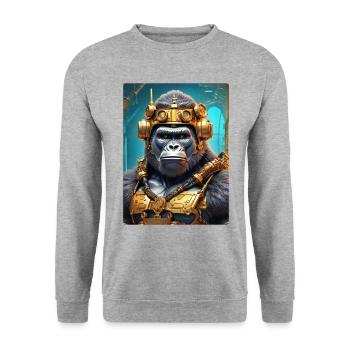 Gorille steampunk 1.6 - Sweat-shirt Unisexe - gris chiné - Devant - Alina (178cm) & Michal (187cm)
