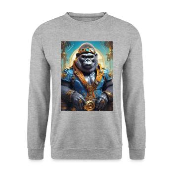 Steampunk Gorille 1.8 - Sweat-shirt Unisexe - gris chiné - Devant - Alina (178cm) & Michal (187cm)