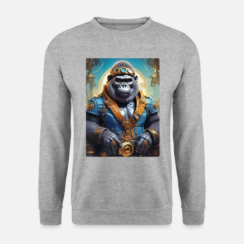 Steampunk Gorilla 1.8 - Unisex Pullover - Weißgrau meliert