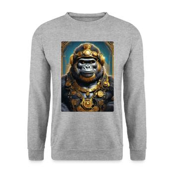 Gorille steampunk 1.7 - Sweat-shirt Unisexe - gris chiné - Devant - Alina (178cm) & Michal (187cm)