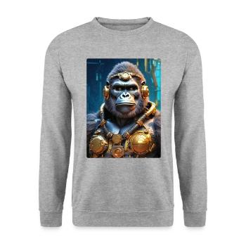 Gorille steampunk 1.19 - Sweat-shirt Unisexe - gris chiné - Devant - Alina (178cm) & Michal (187cm)