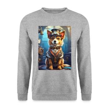 Steampunk Dog 1.4 - Unisex Sweatshirt - salt & pepper - Front - Alina (178cm) & Michal (187cm)