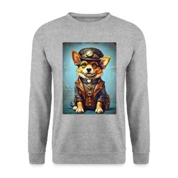 Chien Steampunk 1.17 - Sweat-shirt Unisexe - gris chiné - Devant - Alina (178cm) & Michal (187cm)