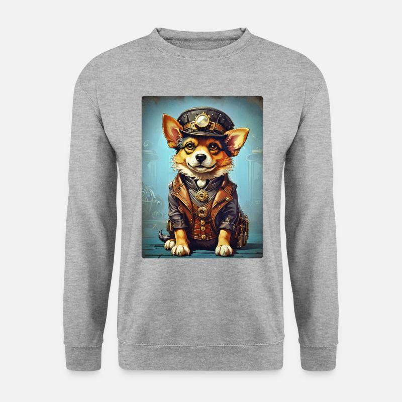 Steampunk Hund 1.17 - Unisex Pullover - Weißgrau meliert