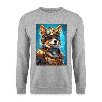 Steampunk Dog 1.21 - Unisex Sweatshirt - salt & pepper - Front - Alina (178cm) & Michal (187cm)