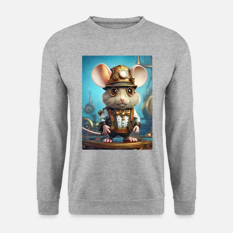 Steampunk Maus 1.2 - Unisex Pullover - Weißgrau meliert