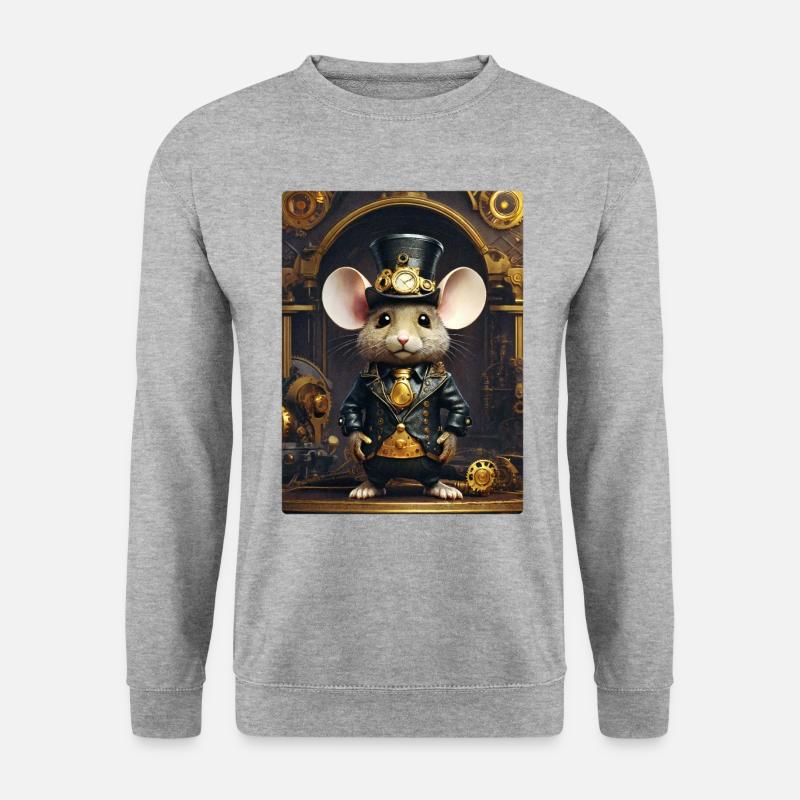 Steampunk Maus 1.7 - Unisex Pullover - Weißgrau meliert